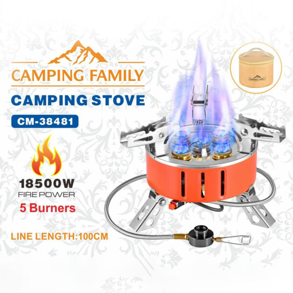 ⁦5-Burner Camping Gas Stove – 2-Year Warranty⁩ - الصورة ⁦2⁩